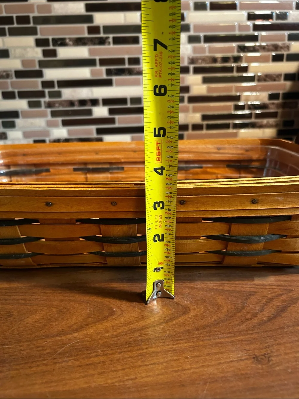 Vintage Longaberger Bread Basket with Brown Leather Handles - Natural Brown